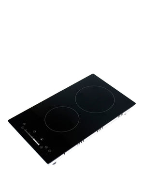 ELBA DOMINO 30CM 2 ZONE ELECTRIC GLASS HOB BLACK