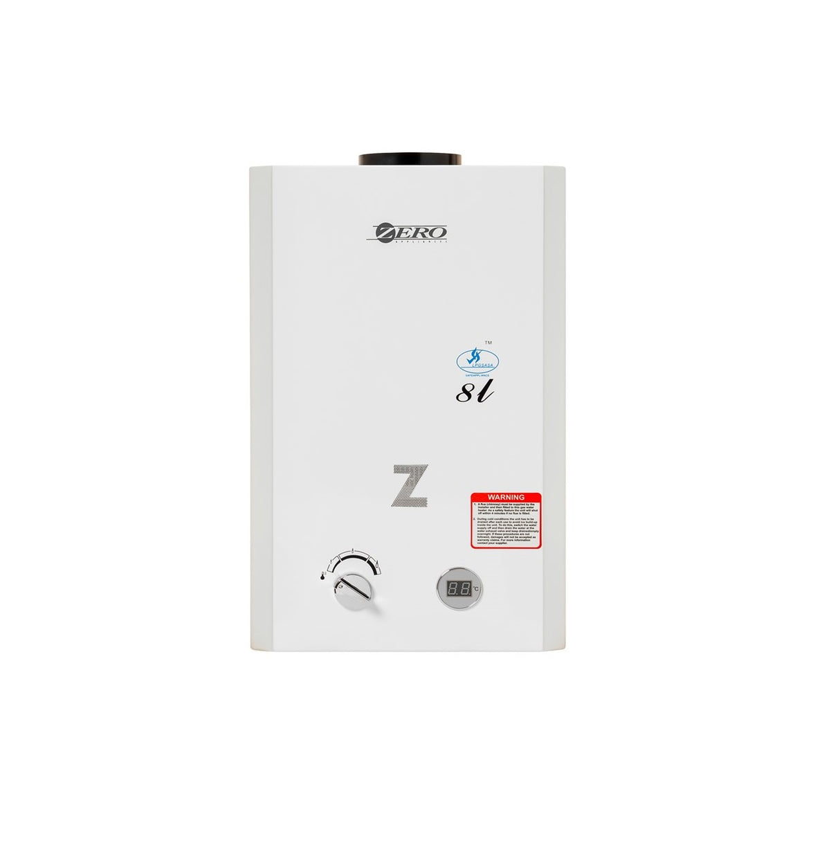 Zero 8L Low Pressure Gas Geyser And Flue (White)