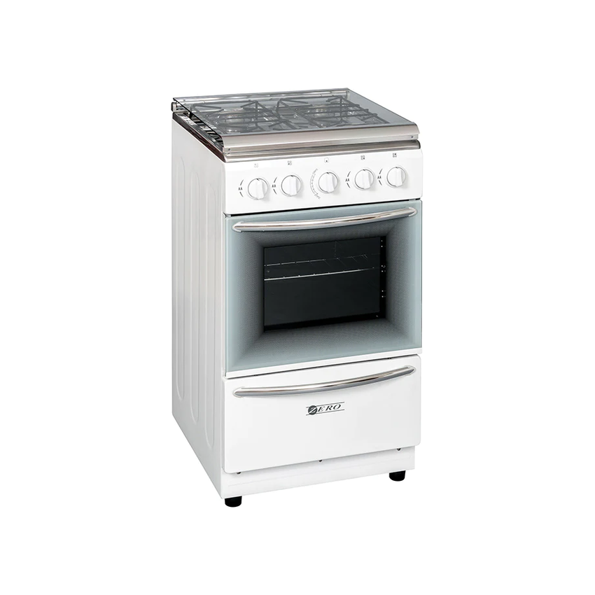 ZERO APPLIANCES 4 PLATE GAS STOVE WITH GAS OVEN - WHITE