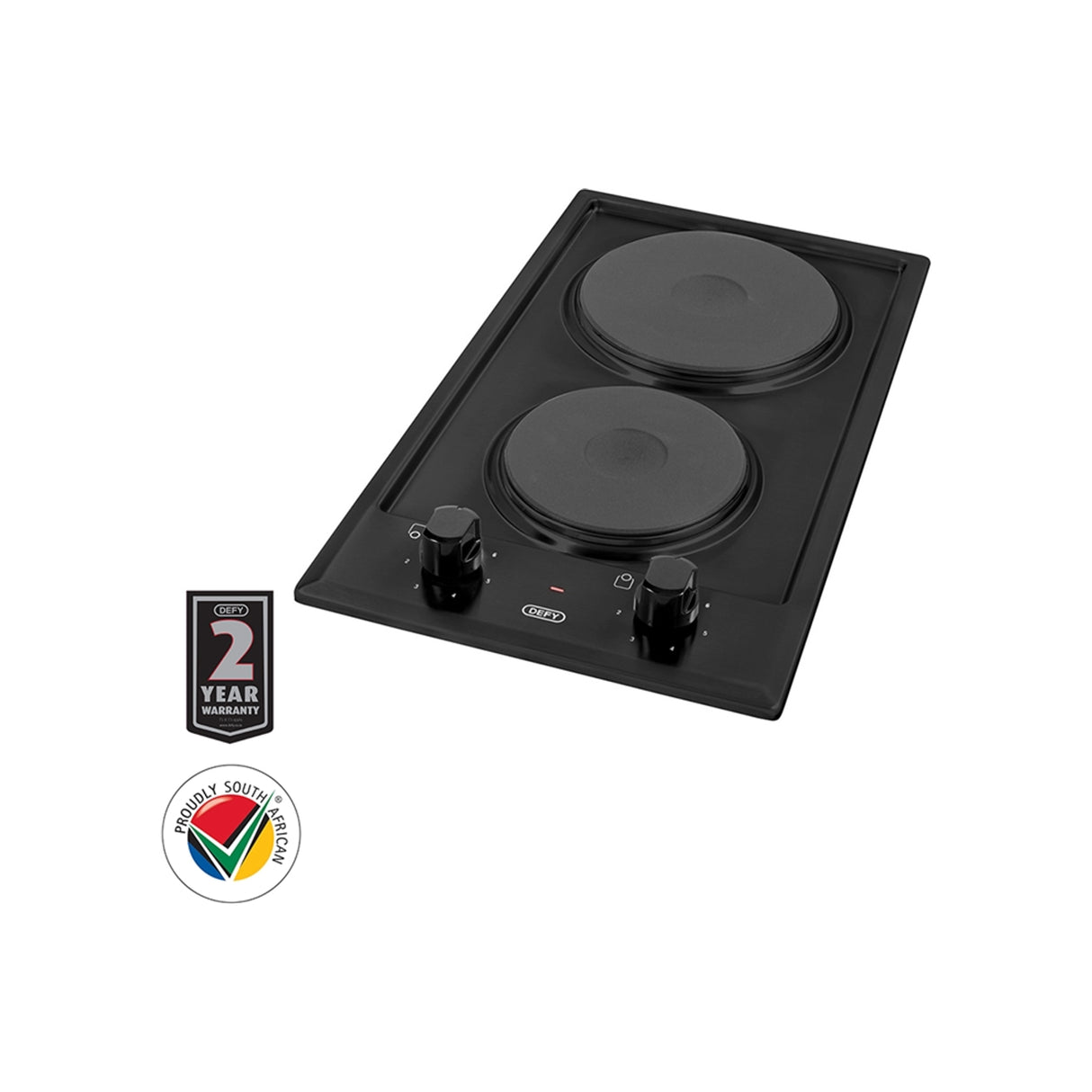 DEFY 2 PLATE DOMINO SOLID HOB - BLACK DHD400